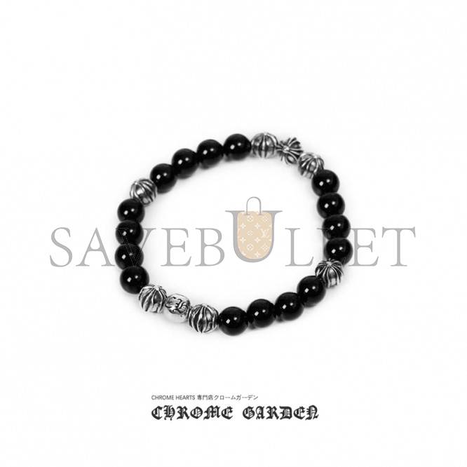 Ch**me He**ts onyx bead bracelet 8mm (8 silver beads)