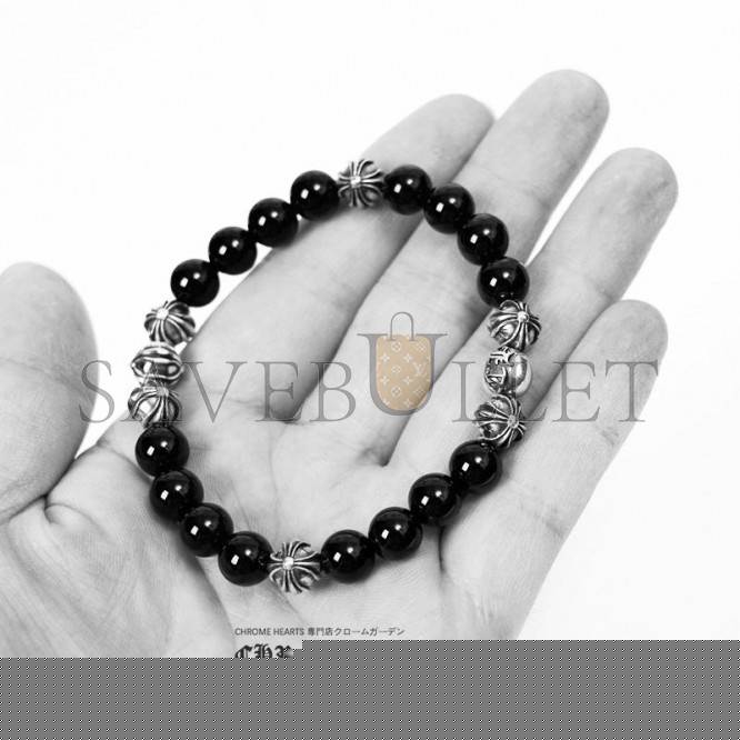 Ch**me He**ts onyx bead bracelet 8mm (8 silver beads)