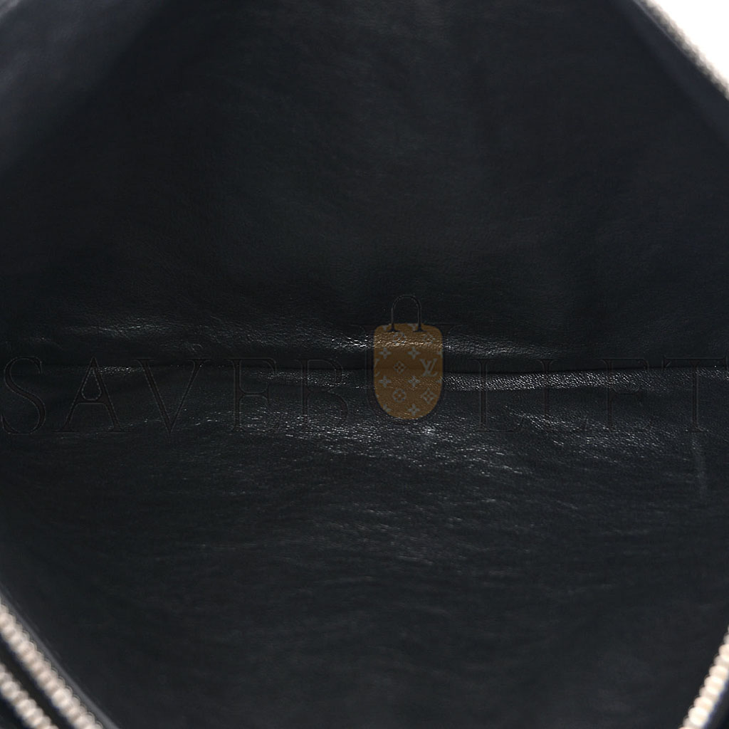 bo*te*ga Ve*ne*ta intrecciato embossed triple zip messenger bag black (38*25*5cm)