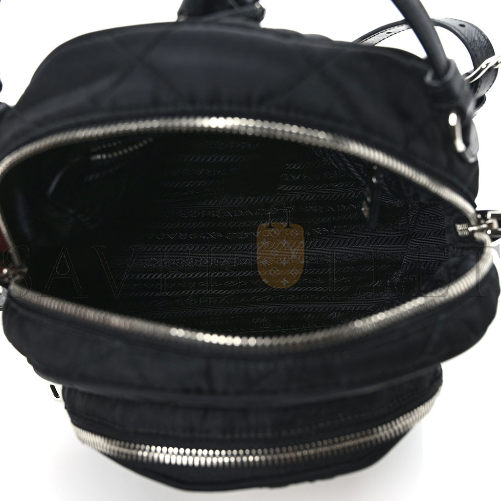 Pra*a nylon tessuto impuntu quilted backpack black (23*23*11cm)