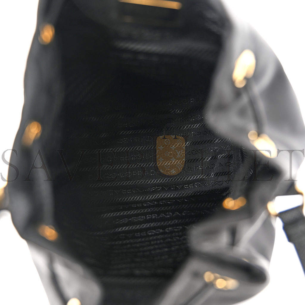 Pra*a re-nylon duet drawstring shoulder bag black (23*18*11cm)