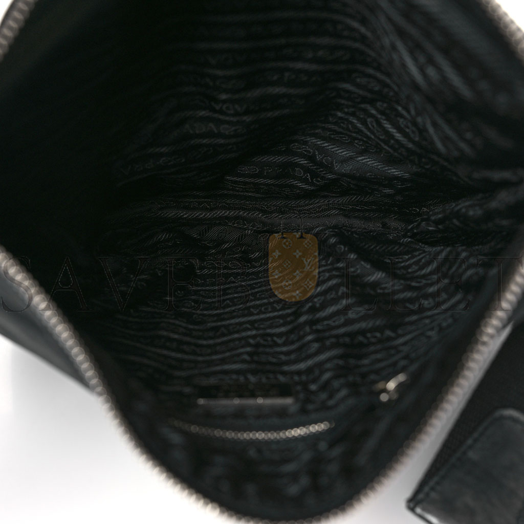 Pra*a tessuto nylon soft calf shoulder bag black (32*30*8cm)