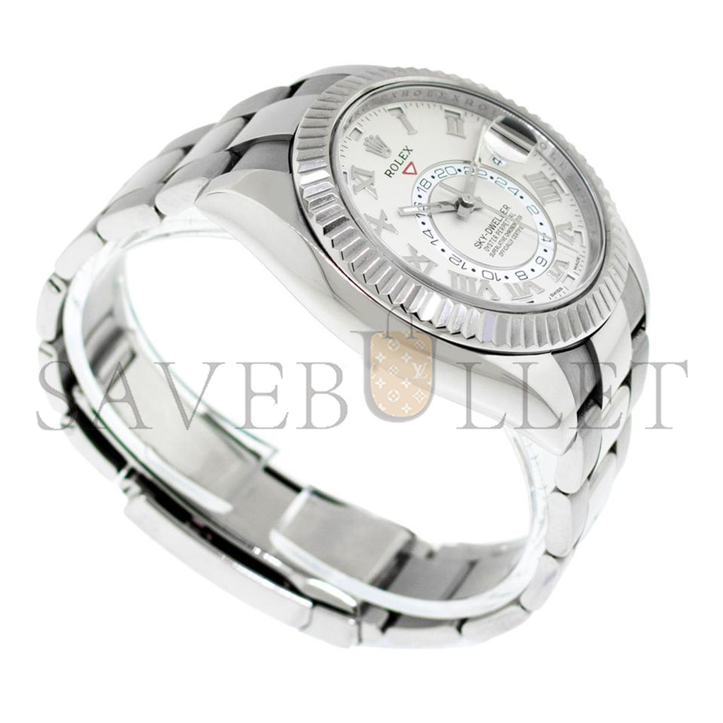 R*l*x sky-dweller 42mm white gold white roman dial watch 326939