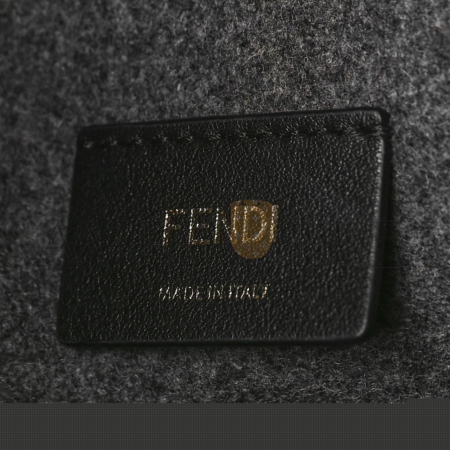 F**di melange flannel plexiglass satin logo embroidered threaded edge large F**di sunshine shopper tote grigio black (40*34*20cm)