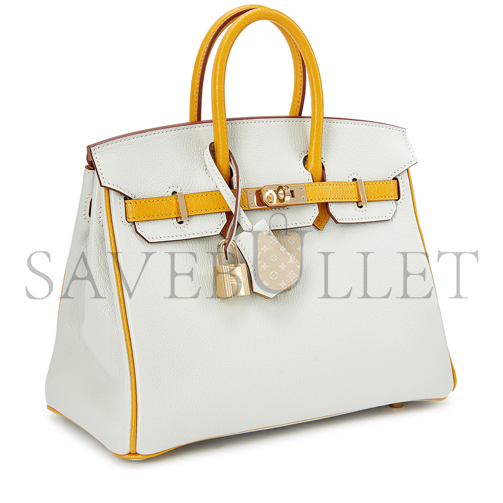 H**mes birkin 25 pearl gray chicken yellow bk251037tgcz (25*20*13cm)