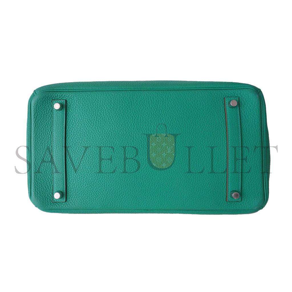 H**mes master birkin 30 togo leather peacock blue silver buckle bag 2412271264 (30*20*13cm)