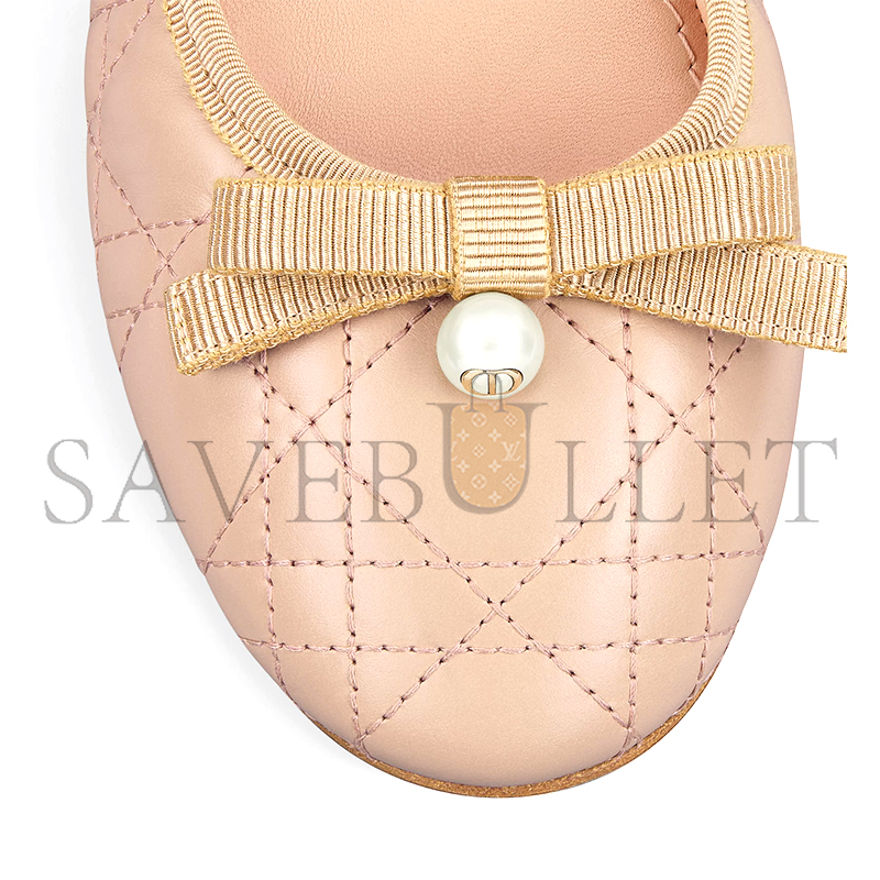 D*or ballet flat nude quilted cannage calfskin kdb877cqc_s21u