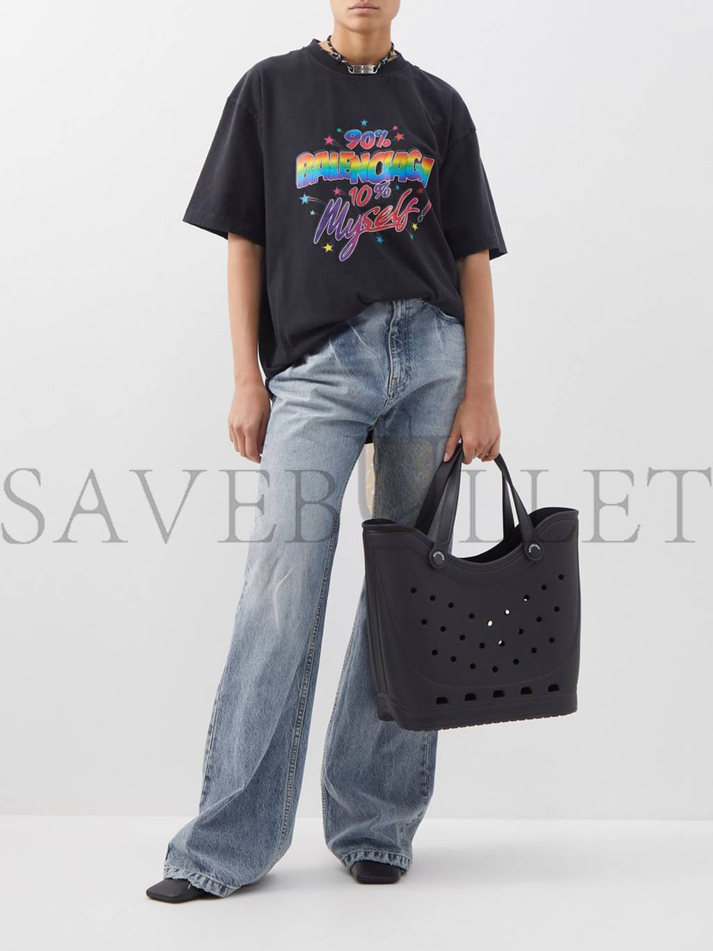 ba*len*cia*ga black x Cr*0*s rubber tote bag matchesfashion us (47.7*36.8*17.5cm)