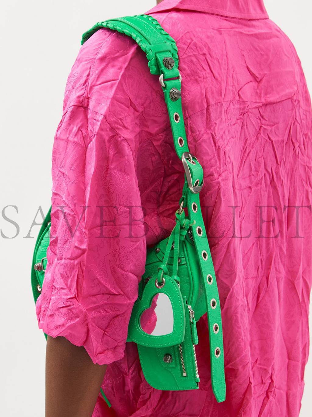 Ba*len*cia*ga green cagole xs studded leather shoulder bag matchesfashion us (25*17.7*6cm)