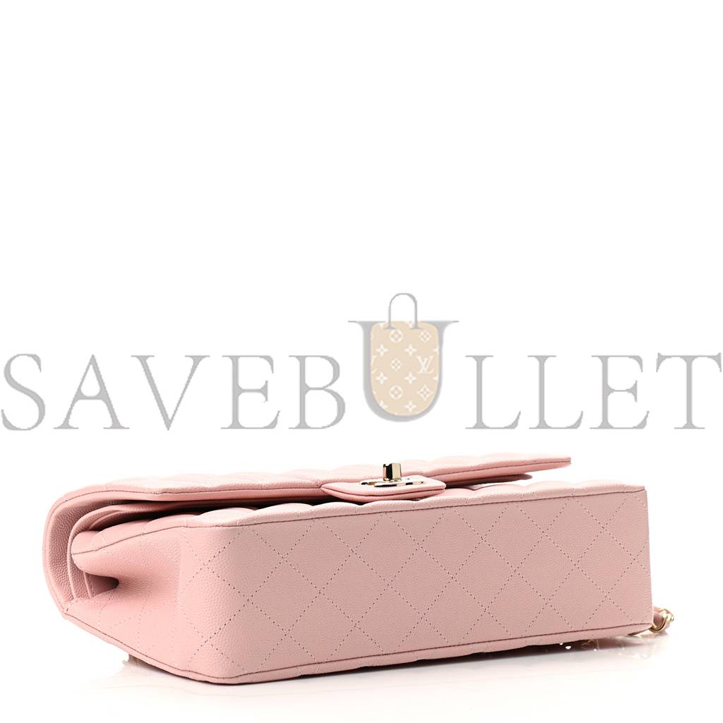 Ch*el caviar quilted medium double flap light pink rose gold hardware (25*15*6cm)