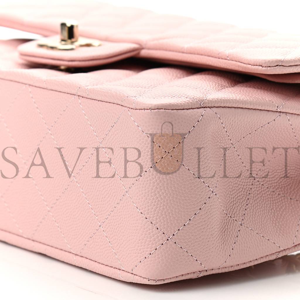 Ch*el caviar quilted medium double flap light pink rose gold hardware (25*15*6cm)