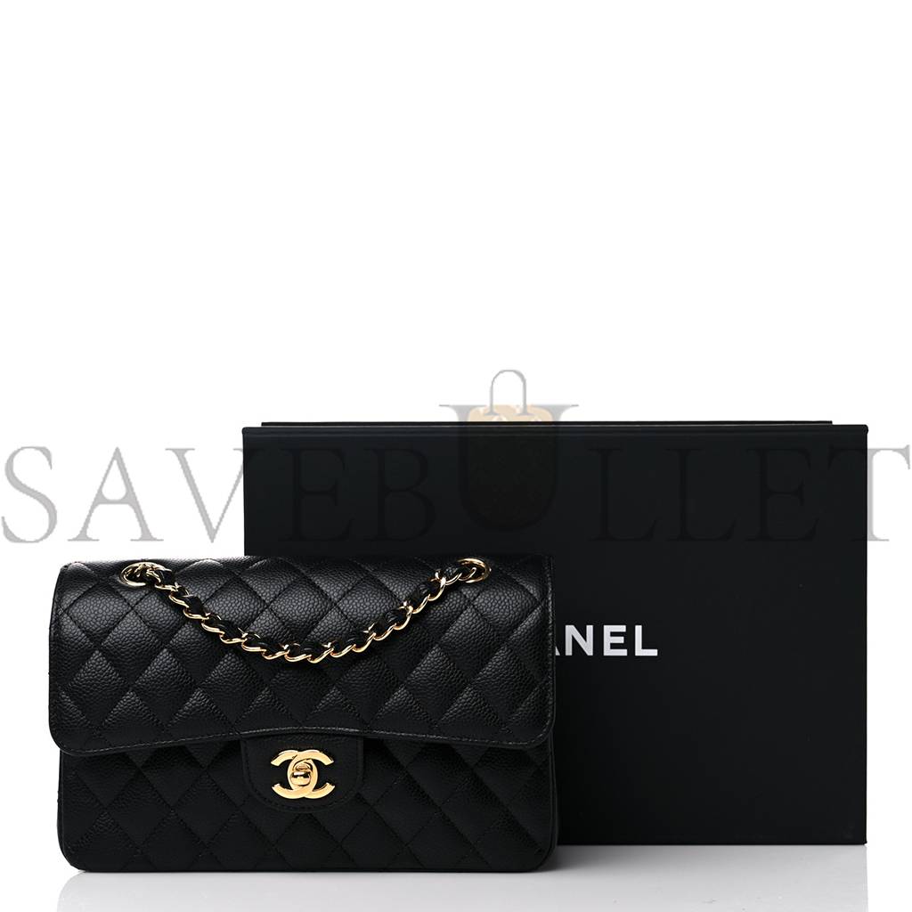 Ch*el caviar quilted small double flap black gold hardware (23*15*6cm)