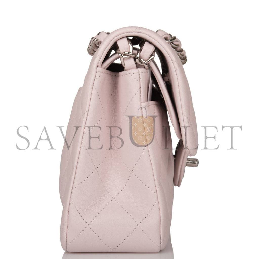 Ch*el small classic double flap bag light pink lambskin silver hardware (23*13*6cm)