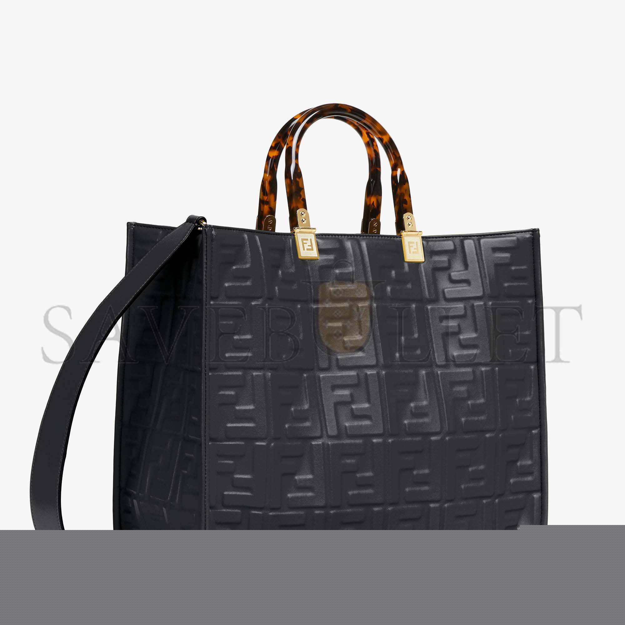F**di sunshine medium - black leather shopper 8bh386amcvf0kur (35*31*17cm)