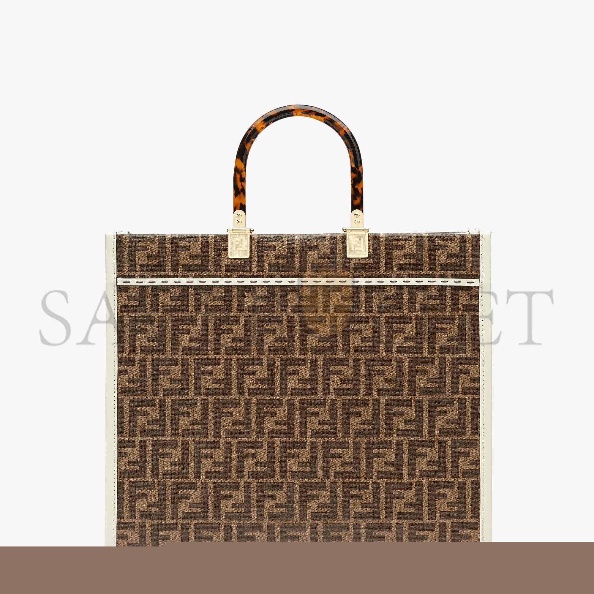 F**di sunshine medium - ff glazed fabric shopper with inlay 8bh386ajhjf1hb5 (35*31*17cm)