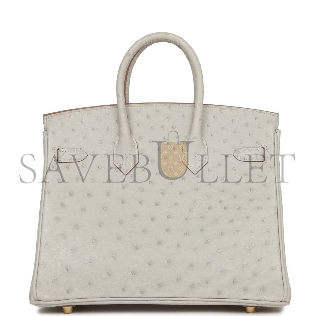 H**mes birkin 25 gris perle ostrich gold hardware handmade (25cm)