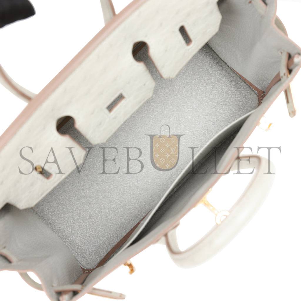 H**mes birkin 25 gris perle ostrich gold hardware handmade (25cm)