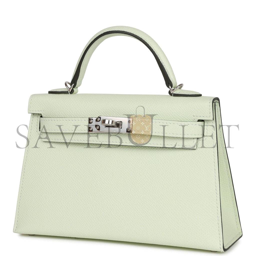 H**mes mini kelly sellier 20 vert fizz epsom palladium hardware (19*12*5.5cm)