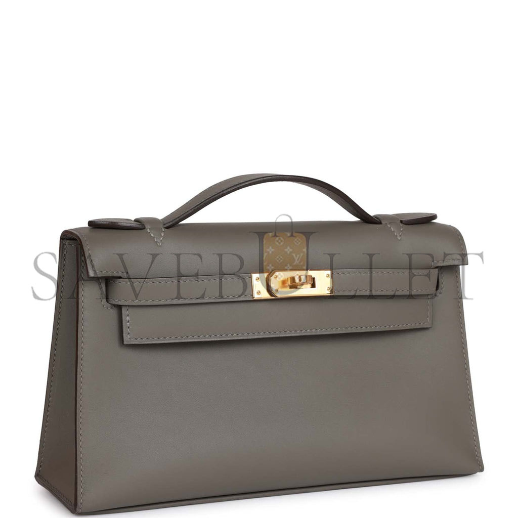 H**mes mini kelly pochette gris meyer swift gold hardware (22*14*7cm)