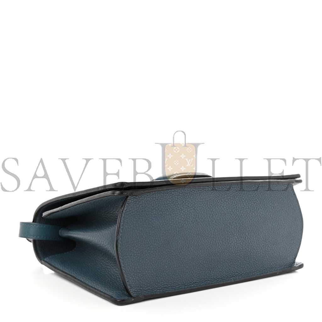 l*ew* grained calfskin medium barcelona shoulder bag indigo (23*15*8cm)