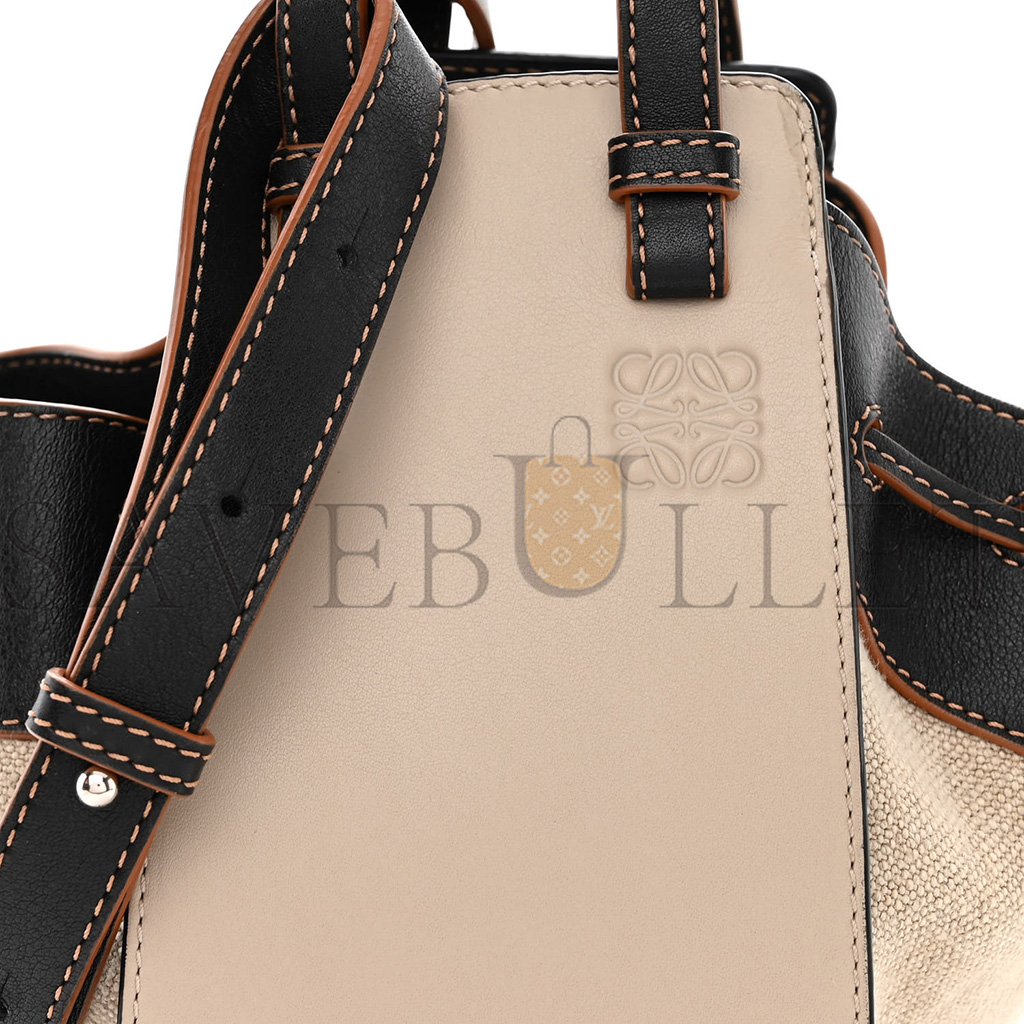 l*ew* calfskin canvas mini hammock shoulder bag mink black (20*16*10cm)