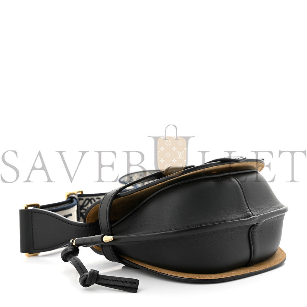 l*ew* calfskin jacquard mini gate dual bag black (23*13*9cm)