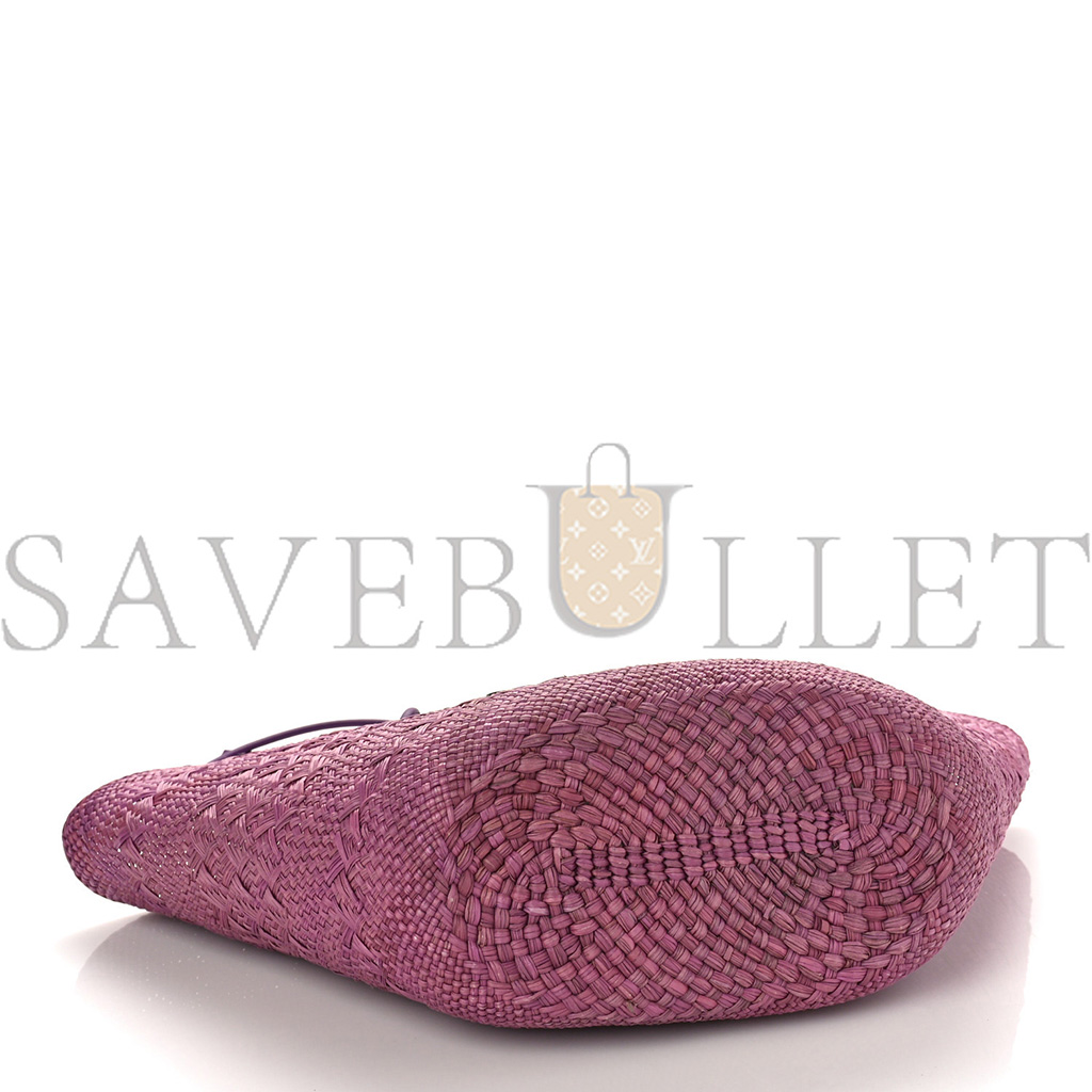 l*ew* calfskin raffia paulas ibiza small anagram basket tote bag purple (19*18*12cm)