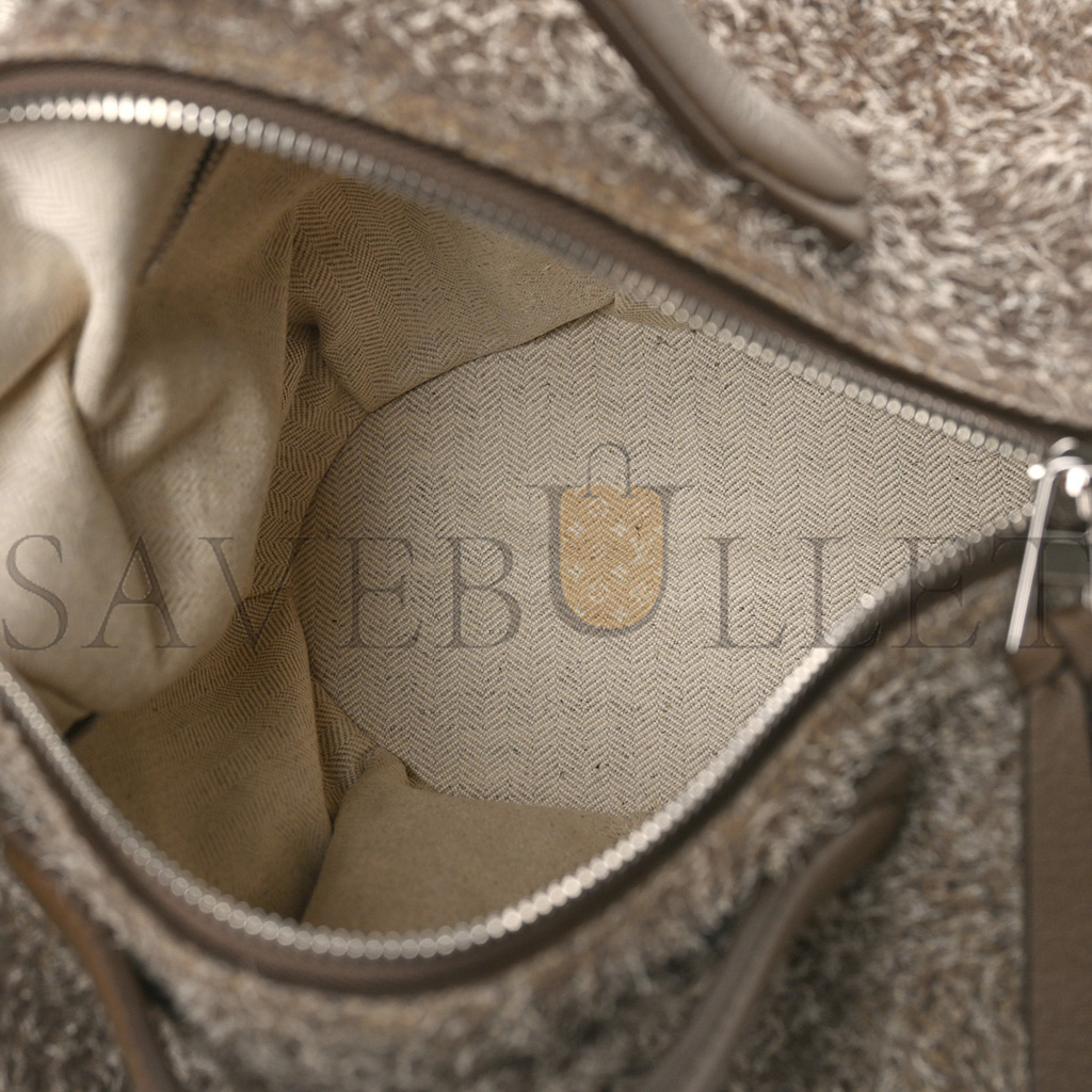 l*ew* brushed suede large elephant crossbody bag lichen grey (22*15*10cm)