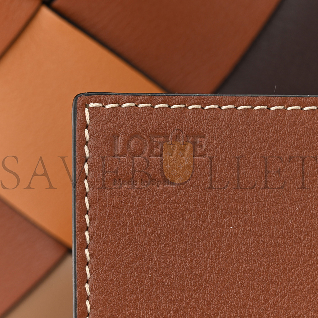 l*ew* calfskin small woven basket surplus bag brown (23*22*15cm)