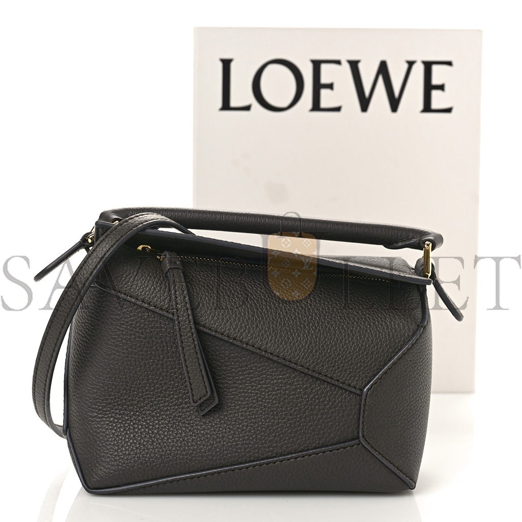l*ew* calfskin mini puzzle edge bag dark grey (18*12.5*8cm)