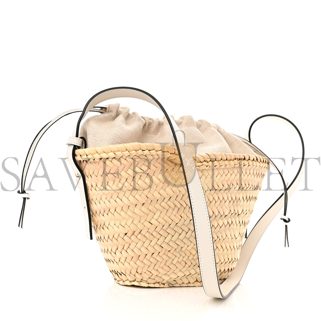 l*ew* leaf palm calfskin drawstring bucket bag natural white (28*19*10cm)