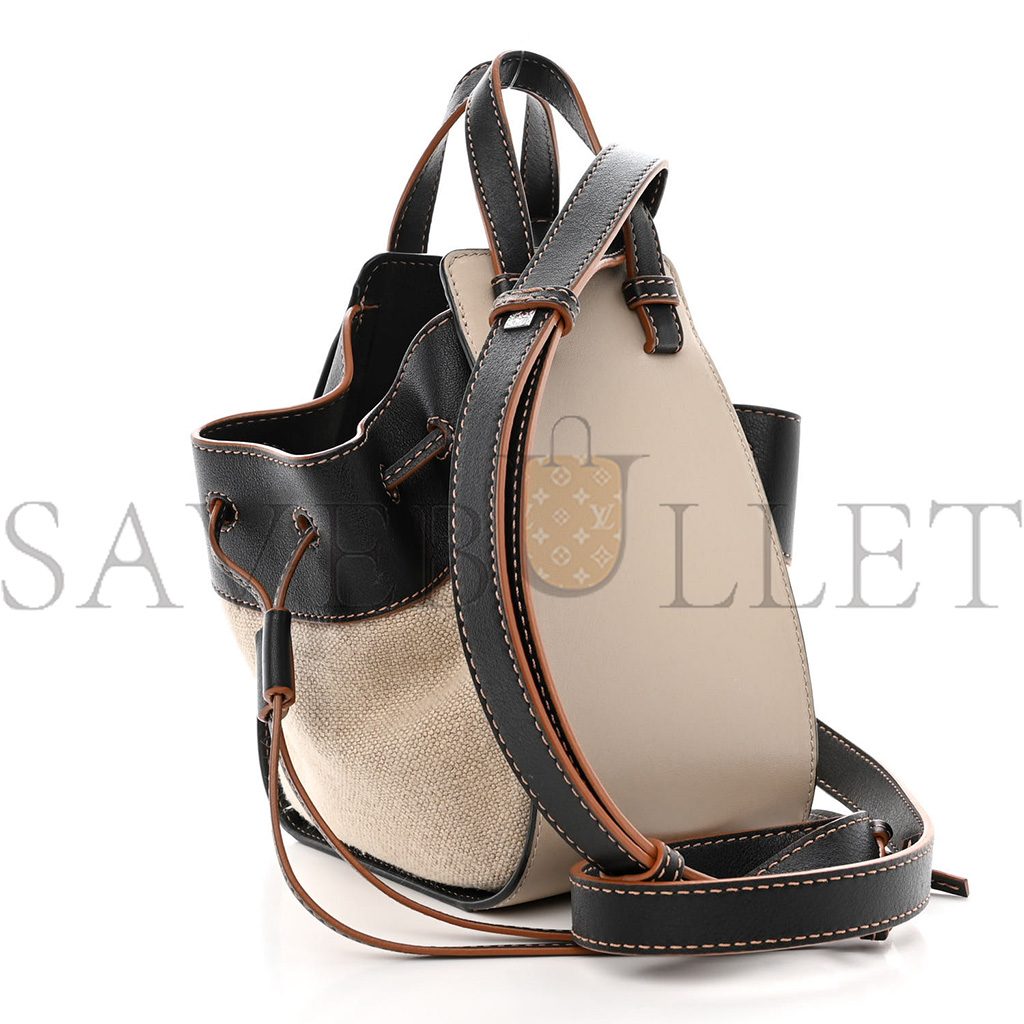 l*ew* calfskin canvas mini hammock shoulder bag mink black (20*16*10cm)