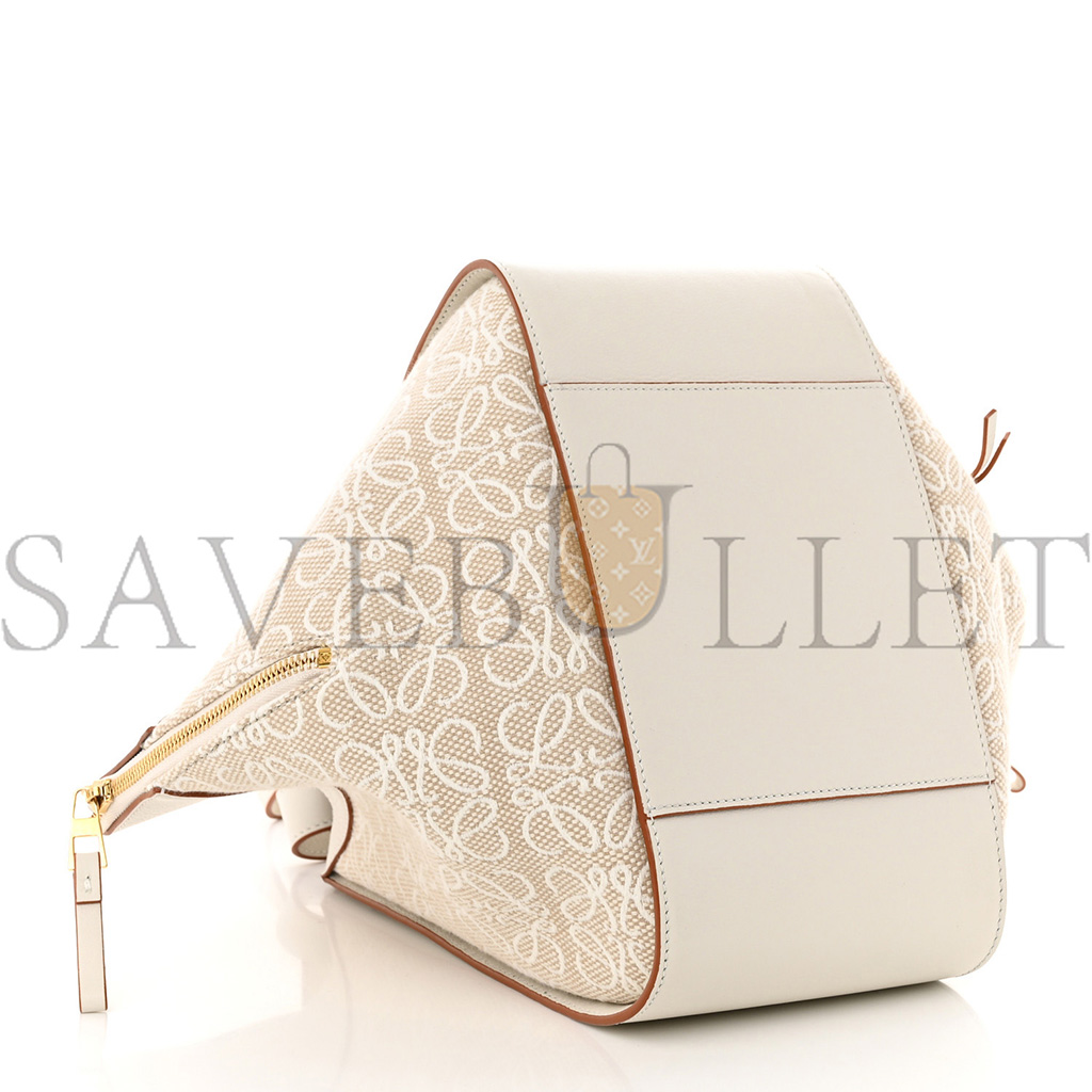 l*ew* calfskin canvas anagram small hammock shoulder bag ecru white (30*25*13.5cm)