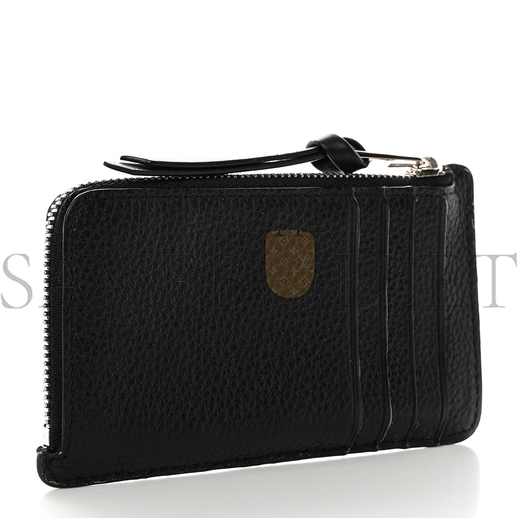 l*ew* soft grained calfskin coin card holder black (12*7cm)