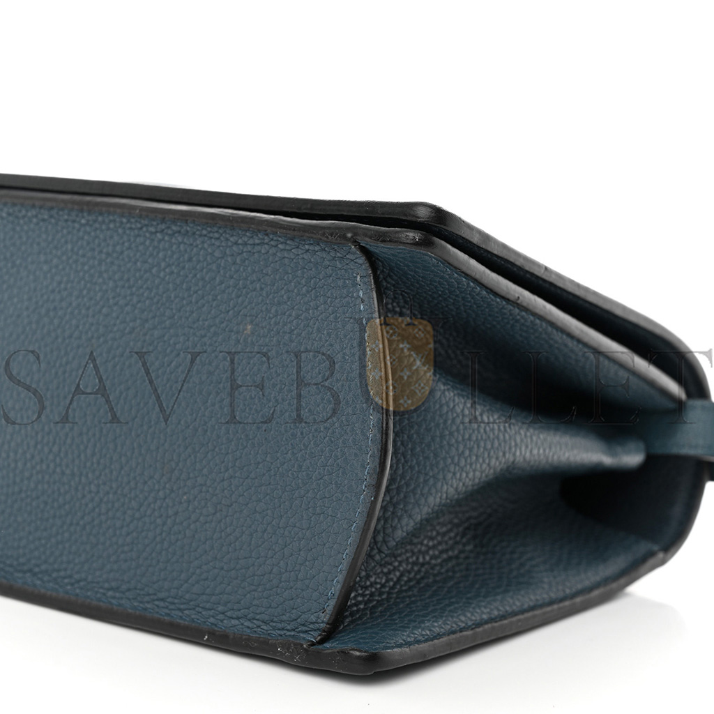 l*ew* grained calfskin medium barcelona shoulder bag indigo (23*15*8cm)