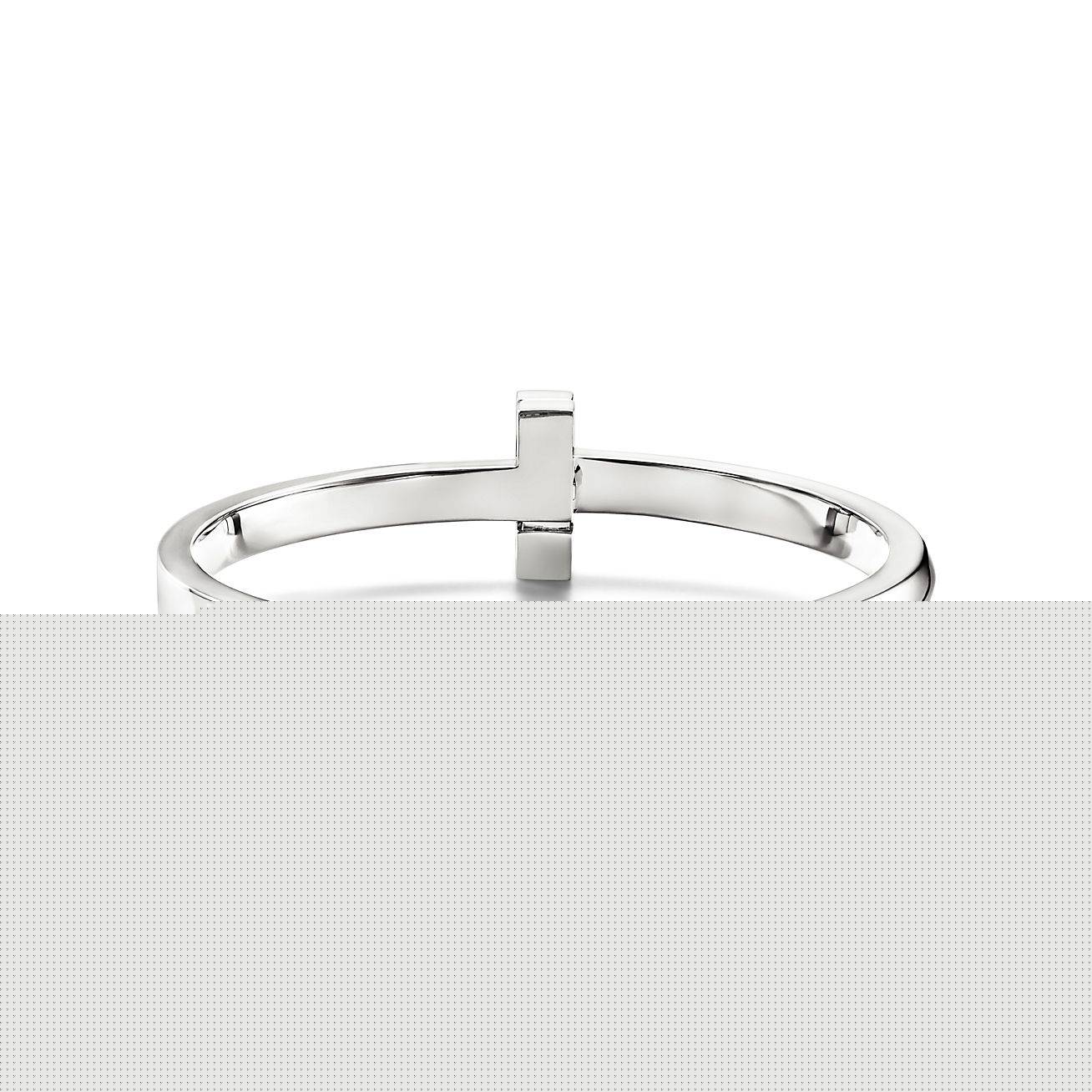 T*f*ny t t1 hinged bangle in white gold, wide