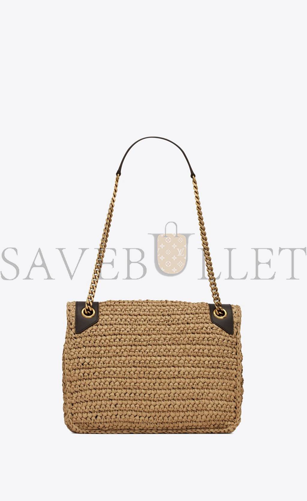 Y*L niki medium chain bag in raffia and leather 633187gg66w7069 (28*20*8.5cm)