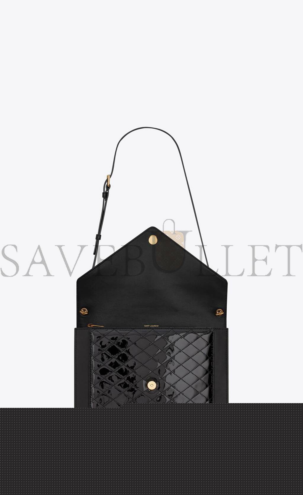 Y*L gaby satchel in quilted lacquered leather and smooth leather 695503bmii71000 (26*18*5cm)