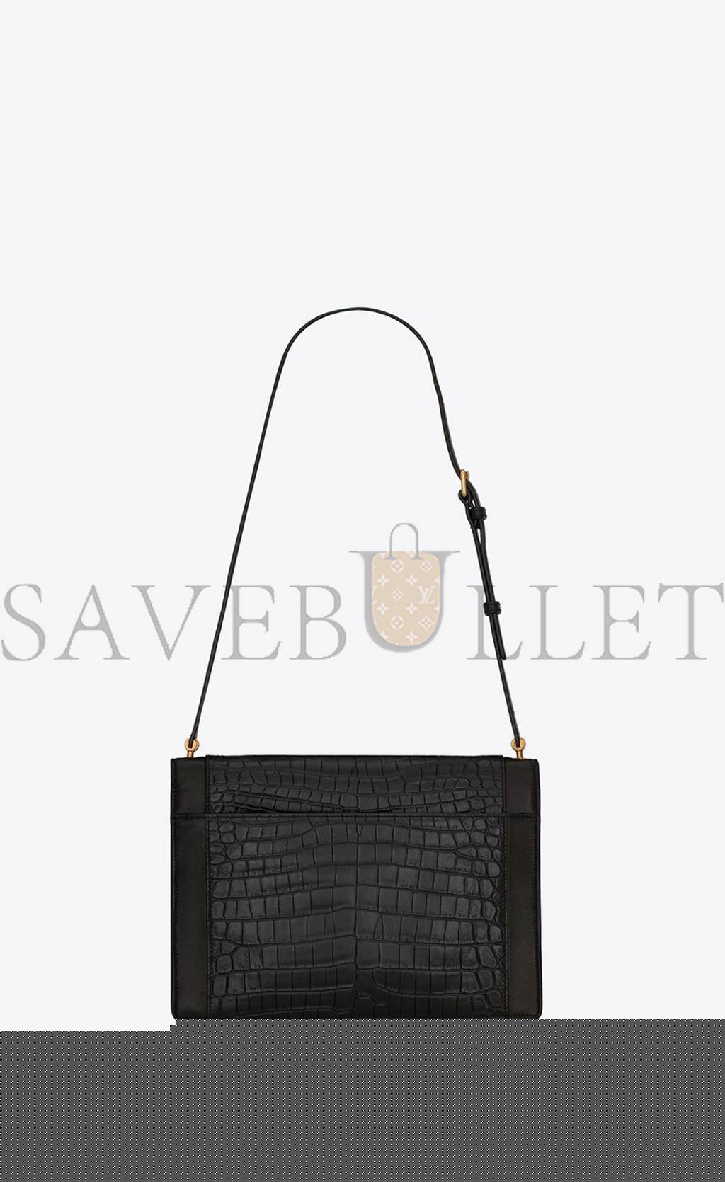 Y*L gaby satchel in crocodile-embossed lacquered leather and lambskin 695724dzeuw1000 (26*18*5cm)