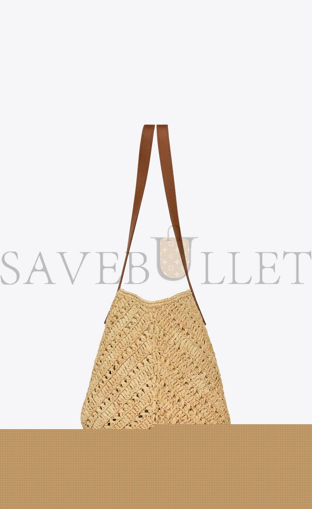 Y*L panier small in raffia and vegetable-tanned leather 751240gaadj2080 (38*21*20cm)