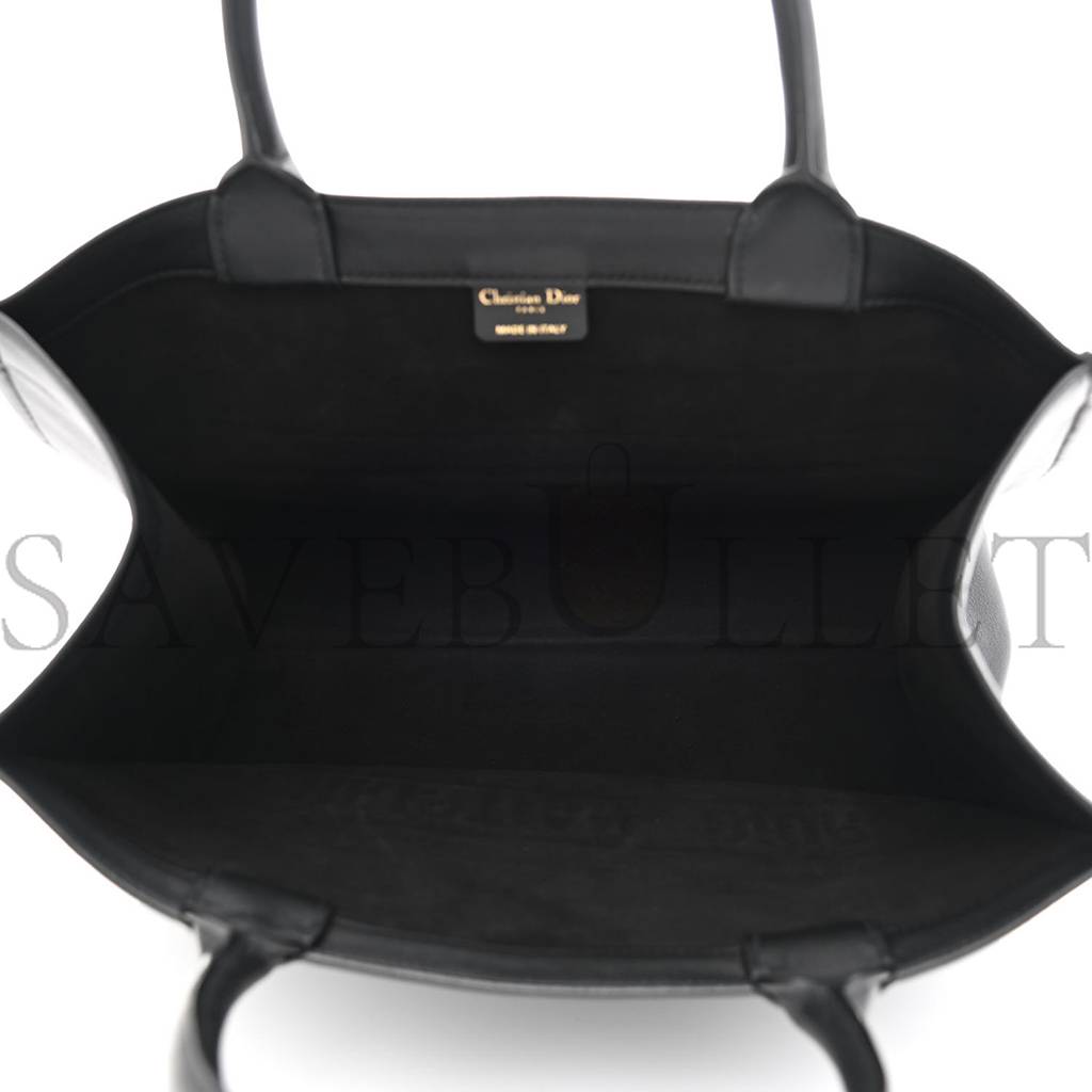 D*or calfskin embossed medium book tote black (36*27*17.1cm)