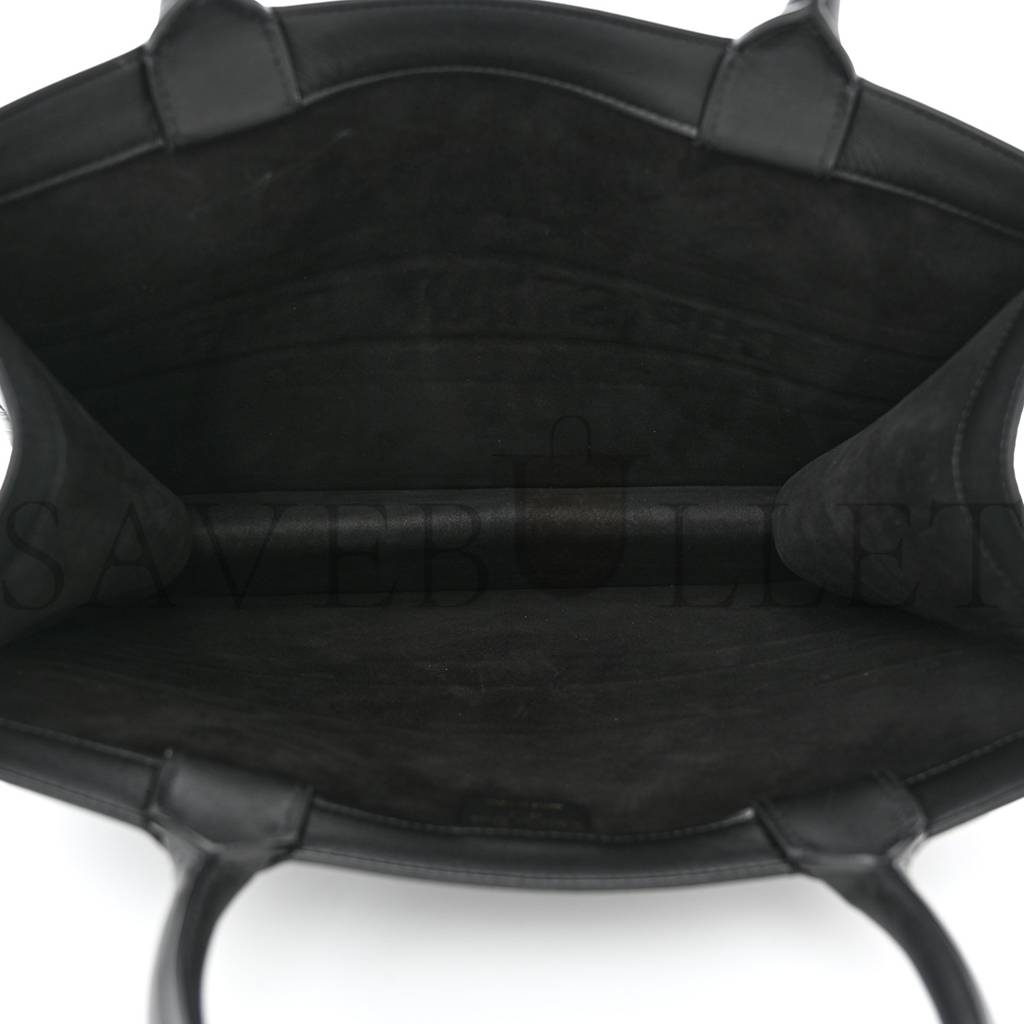 D*or calfskin embossed medium book tote black (36*27*17.8cm)