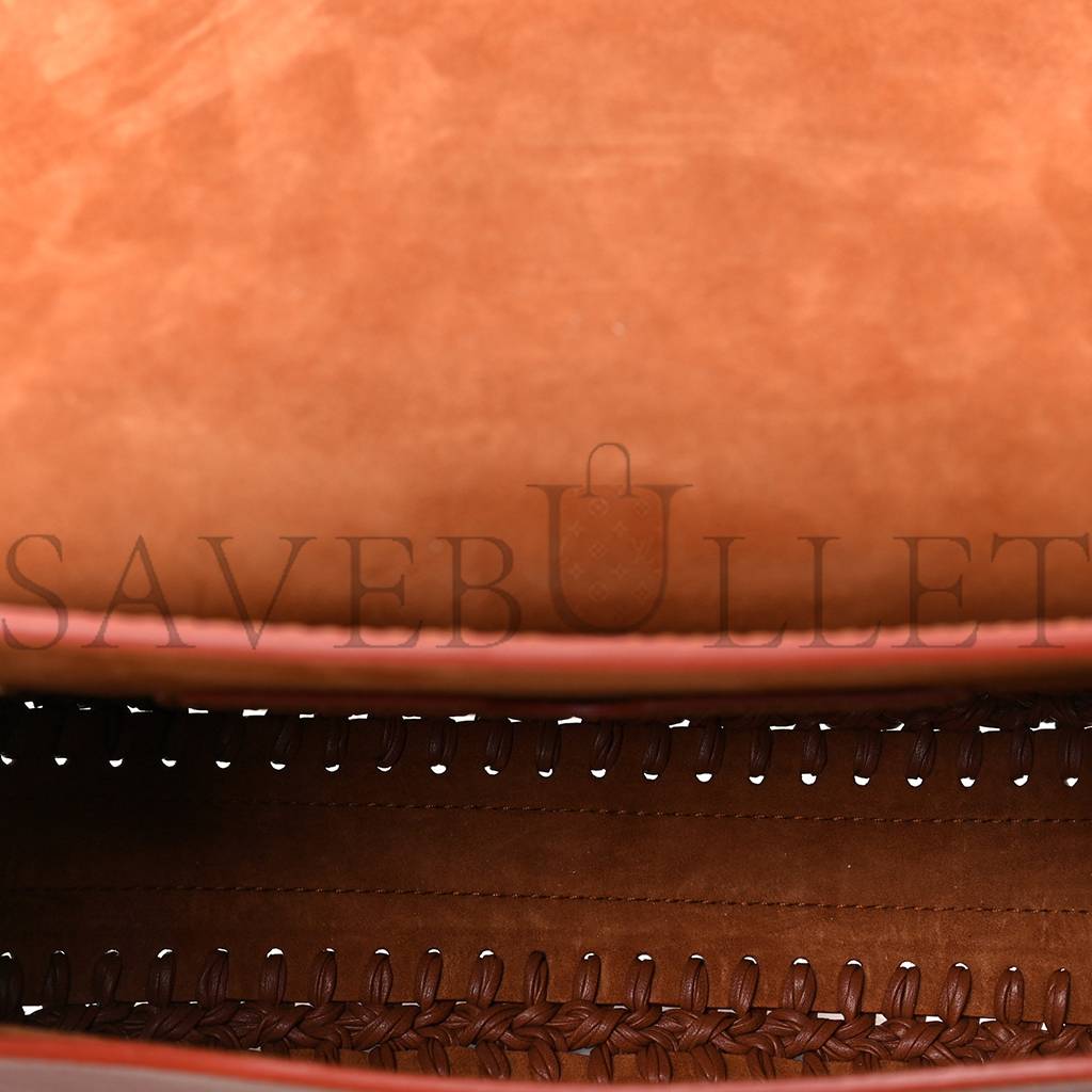 D*or grained calfskin medium whipstitched bobby bag dark tan (21*18*5.7cm)