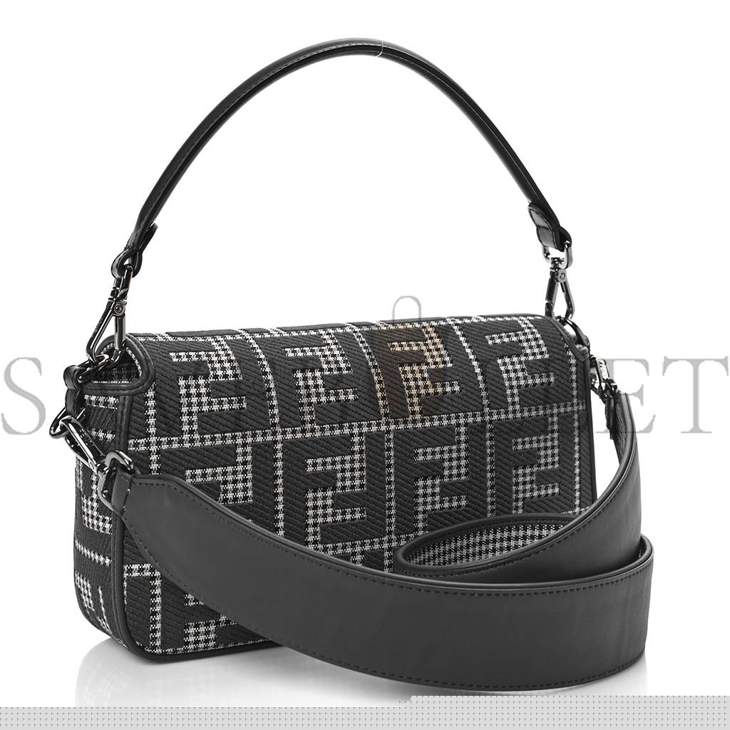 F**di wool vitello king houndstooth ff embroidered baguette grigio anthracite (27*17*6cm)