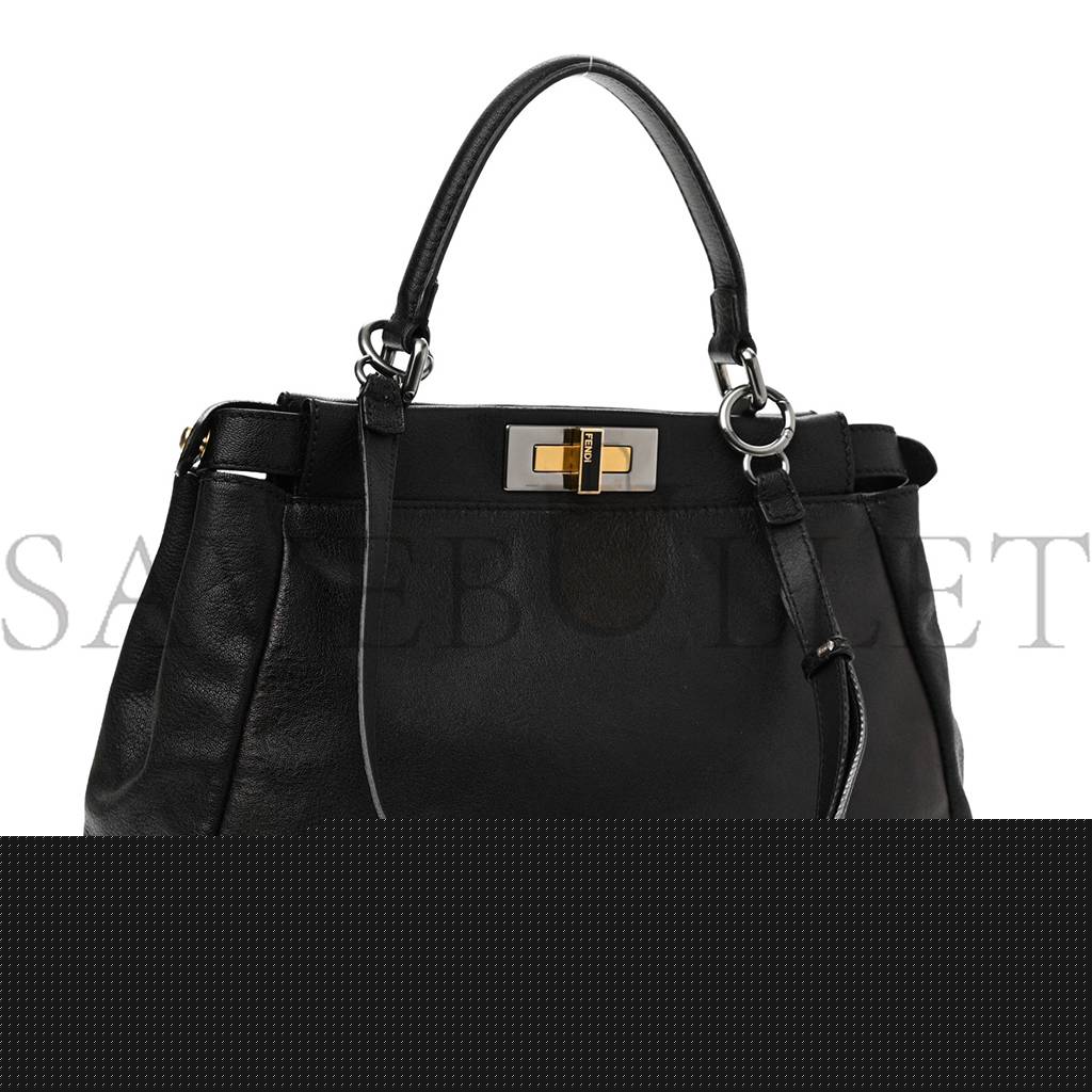 F**di goatskin zucca medium peekaboo iconic satchel black tobacco (34*22*11cm)