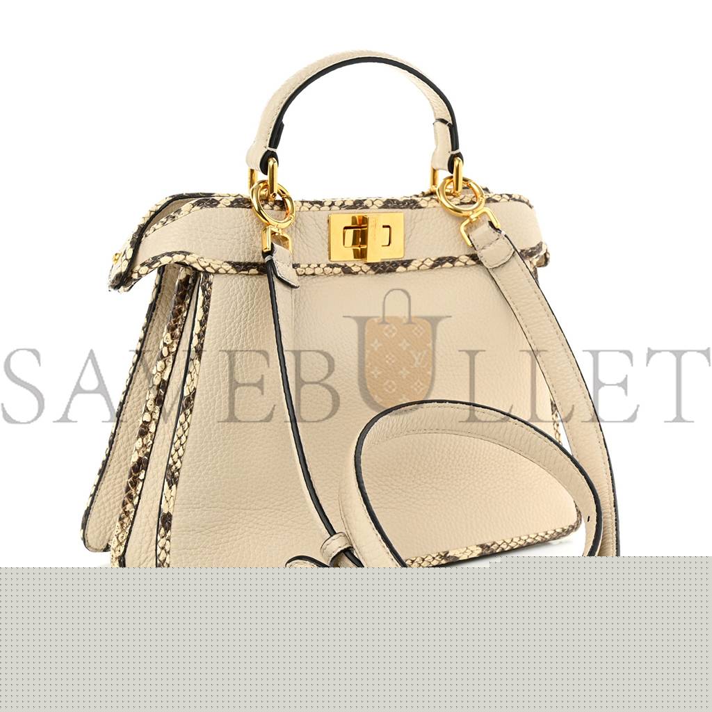F**di cuoio romano elaphe chamois python print small peekaboo i see u satchel camelia (27*20*11cm)